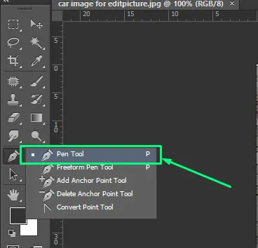 Select the pen tool in photoshop