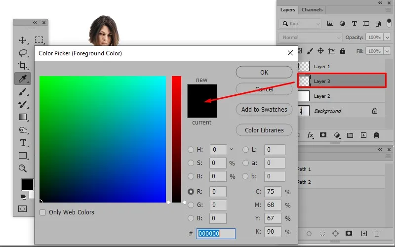 how to select color in photoshop