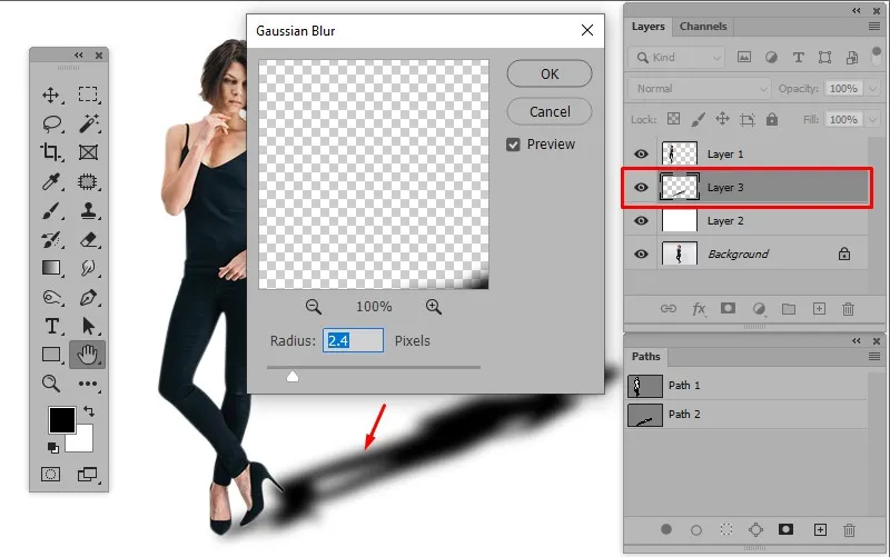 Gaussian blur option in photoshop