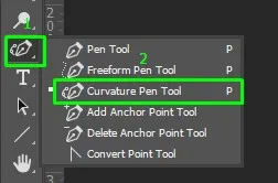Curvature pen tool in photoshop